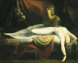 The Nightmare, by Henry Fuseli (1781) is thought to be one of the classic depictions of sleep paralysis perceived as a demonic visitation.